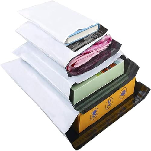 Image of Porpoise Tamper Proof Courier Bags 14 inch x 16 inch 50 Pieces White Poly Mailers Self Adhesive Shipping Bags with POD Jacket for Ecommerce Packaging Parcel Packing (50, 14 Inch * 16 Inch)