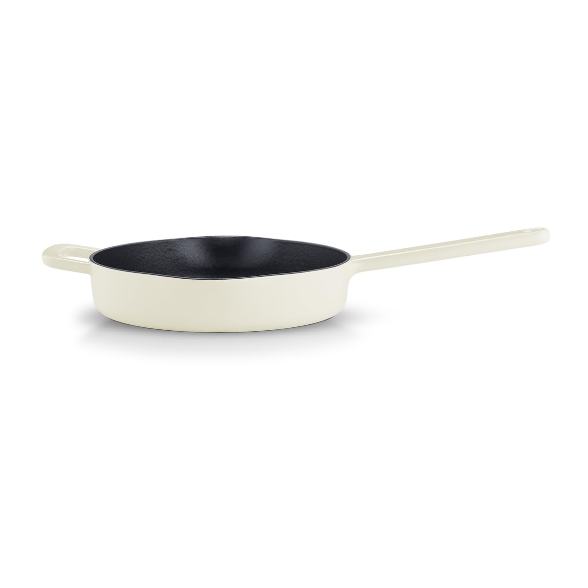 Fissler Moments Collection/Emaillierte Gusseisen-Pfanne (Ø 26 cm) antihaftend, hoher Rand, mit Ausgießern, Aufhänge-Öse, PFAS/PTFE-frei, Induktion – Elfenbeinweiß