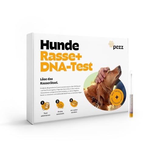PEZZ DNA+ Test für Hunde zur Rassebestimmung + MDR1 | Über 350 Rassen mit Stammbaum | Screening auf Medikamentenunverträglichkeit| inkl. FCI-Einteilung | gratis Labor-Versand