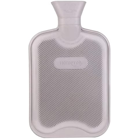 HomeTop Premium Classic Rubber Hot Water Bottle, Great for Pain Relief, Hot and Cold Therapy (2 Liters, Gray) Cover