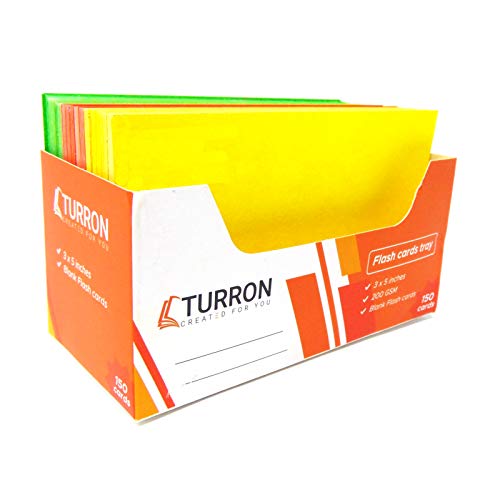 Image of Turron Premium Blank Index Flash Cards | Punched with Binder Rings for Study, Notes & Revision (150, Multicolor, 4 x 6 Inch, Dotted)