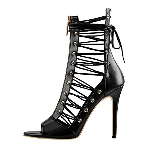 MissHeel - Sandalias de tacón alto para mujer, Negro , 44 EU