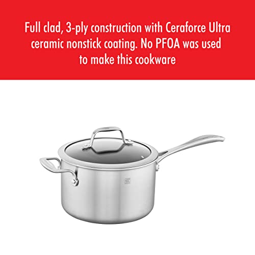 Zwilling Spirit Ceramic Nonstick Saucepan, 4-Qt, Stainless Steel #TOP1