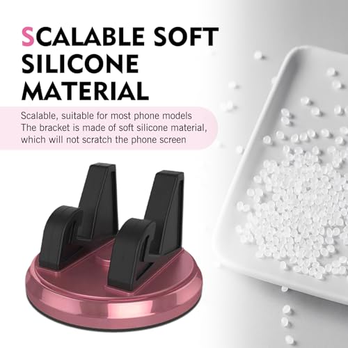 Image of 360 Rotatable Car Phone Holder for Dashboard, Silicone Non-Slip & Stable Grip Phone Mount with Data Cable Management, Universal for Most Smartphones in Car & Home (Pink)