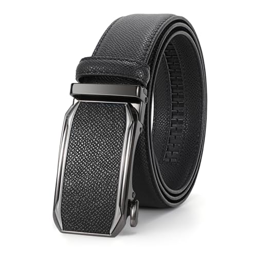 SANSTHS Ratchet Belts for Men, Leather Ratchet Belt Mens Ratchet Belt with Adjustable Buckle Men Belt Fit Everywhere