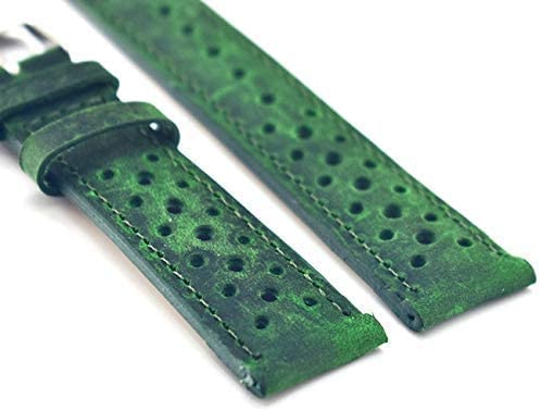 Bracelet de montre en cuir véritable vert pour remplacer un bracelet usé