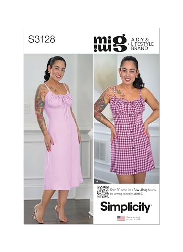 Simplicity SS3128Y5 Misses' Fitted Midi and Mini Dress Sewing Pattern Packet by Mimi G Style, Design Code S3128, Sizes 18-20-22-24-26