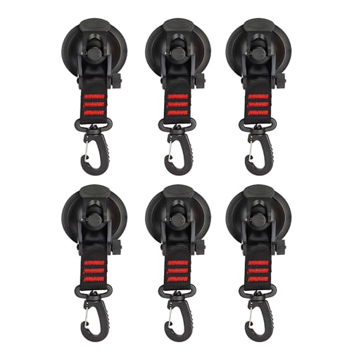 Machify 6 amarres multiusos con ventosa resistentes, instalación rápida, no requiere herramientas para barco, coche, accesorios de viaje, tira roja