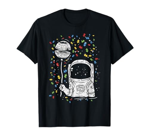 Astronaut Balloon Autism Awareness Space Kids Boy Gift T-Shirt