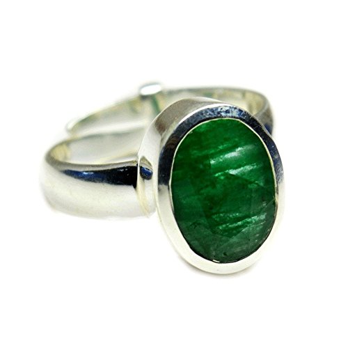 Bague émeraude naturelle 5 carats en argent sterling ajustable pour homme