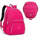 Mochila Grande 30L Nylon Impermeável Feminina Masculina Escolar Juvenil Notebook 15' — Mochila Preta Resistente com Múltiplos Bolsos, Leve, Casual e Reforçada para Escola e Viagens (Pink)