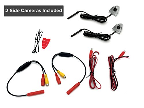 Master Tailgaters Frameless Rear View Mirror with 7" LCD Display and 4 Video Inputs - for Multi Camera Setups + Two Free Side Cameras