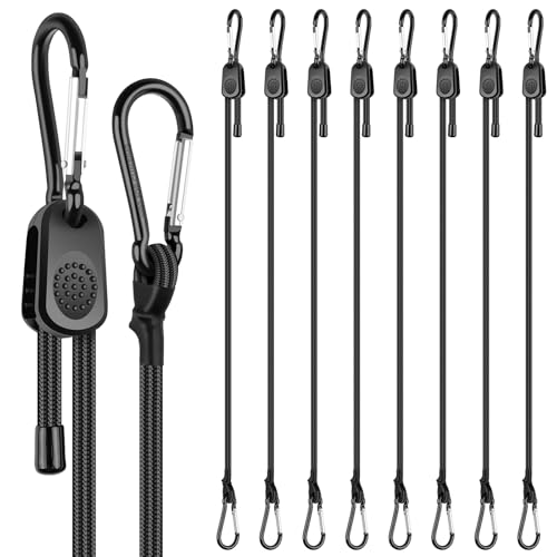 Spanngummi Mit Karabiner Haken Verstellbar 120 cm Gummispanner Mit Haken GepäCkspanner zur Befestigung von Sonnensegel Tarpaulins Abdeckplane Fahrrad Auto Ladung (8 Stück)