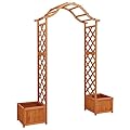 vidaXL Garden Arch with Planters, Arch Trellis, Wooden Pergola, for Climbing Plants Weddings Parties, Sturdy Construction, Solid Fir Wood 80.3" H x 68.9" W Brown