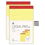 【計6冊セット】伊東屋 リーガルパッドJr.（A5変型） 横罫 ノートパッド メモパッド 127x200mm LPS3 イエロー 3冊パック x2個 おまけステッカーorミニしおり付