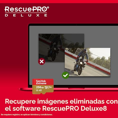 Miniatura 6 de Sandisk Extreme Tarjeta Micro Sdxc 256gb Adaptador Sd, Para Teléfonos Inteligentes, Cámaras De Acción, Drones V30, Hasta 190 Mb S, Rescuepro Deluxe, A2 C10 U3 Uhs-I