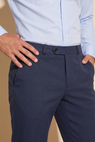 Image of Peter England Men's Premium Formal Stretchable Knit Super Slim Fit Trouser | Comfort Lycra | 360-Degree Stretch