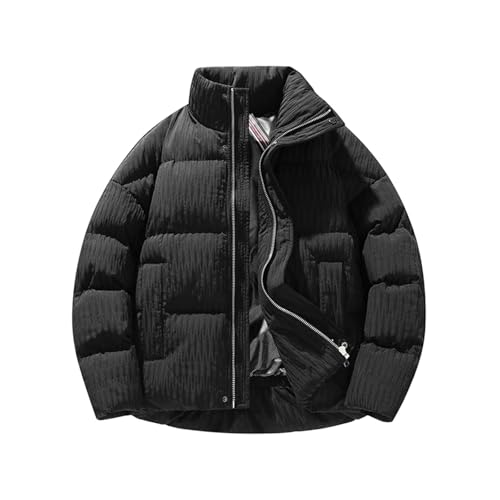 Men's Stand Collar Casual Parka Jacket Wind-Proof Thick Warm Cotton Coat All-Match Winter Fashion Outdoor Jacket