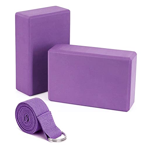 High Density EVA Yoga Foam Blocks (2 Pack) & Strap