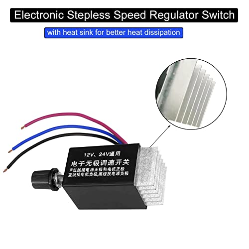 2 Pcs Dc Motor Speed Controller Universal 12V 24V Speed Adjustable Electronic Stepless Speed & Brightness Regulator Switch With Heat Sink For Car Truck Fan Heater Evaporator Defroster And Bulb Control #TOP2