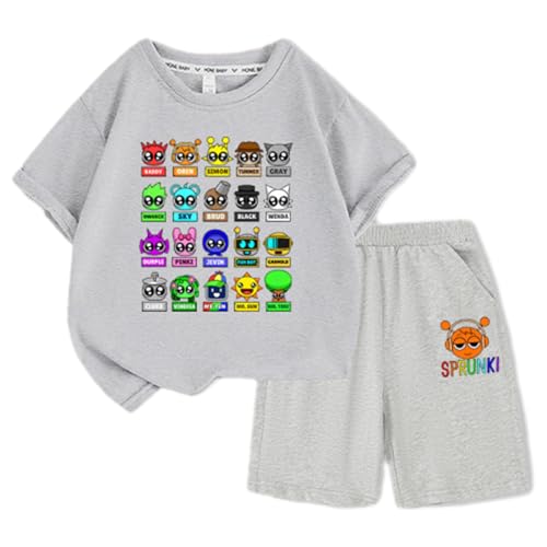 [GJKHUJKBN] �X�v�����L�[ �㉺2�_�Z�b�g�ߑ�T�V���c Sprunki T�V���c ���̎q �j�̎q ���� �R�b�g��100�� �L�b�Y ��t�V���c �q���� �� �g�b�v�X �z��/�ʋC/���K 110CM