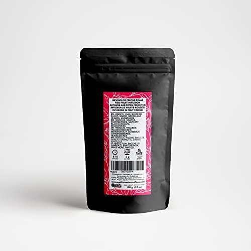 Infusión de frutas. Frutos Rojos. Mezcla. Sabor de frambuesas, fresas, cerezas y toque de crema. (100 gr)