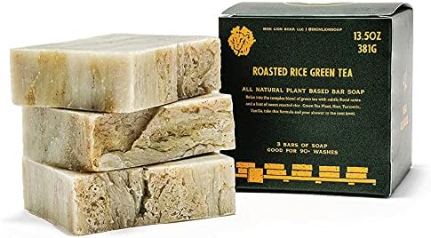 Iron Lion Soap ROASTED RICE GREEN TEA Organic, Vegan, All Natural, Plant Based Bar Soap for Body, Face, Hands, and Bath