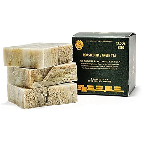 Iron Lion Soap - Roasted Rice Green Tea - Made in USA - All Natural Bath Soaps for All Skin Types - Plant Based, Cold Process and Handmade - (3 Pack) Cover