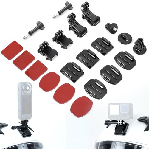 NexAmeri Helmet Adhesive Bracket Installation kit for gopro Helmet mounts (25-in-1), Compatible with GoPro Hero 13 12 11 10 max 9 8 7 6 5 Session DJI osmo insta360 Helmet Mount AKASO Action Cameras.