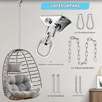 Hochbelastbares Hängematten-Aufhängeset mit 50 cm langer Schaukelkette – Edelstahl 304, 450 kg Tragkraft, 360° drehbarer Haken für Schaukelstuhl, Boxsack, Yoga, Trapez, für den Innen- und Außenbereich – Ansicht 2