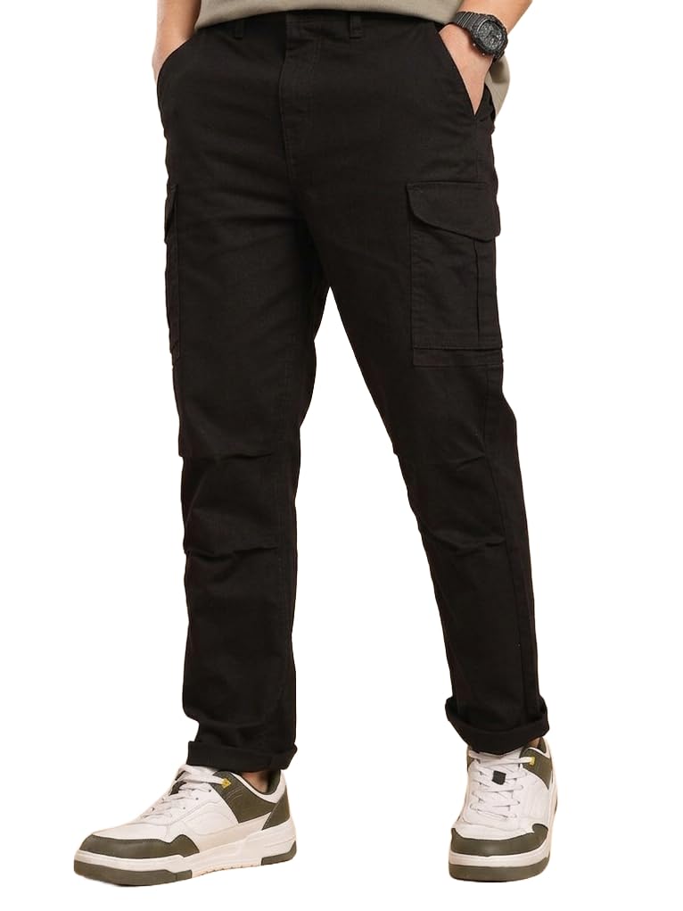 vogaan Men Cotton Linen Blend Cargo Pants | Mid Rise Regular Fit Casual Trousers | Multi Pocket Utility Bottom Wear | Comfortable Breathable Fabric Travel Outdoor Styling-picture-47
