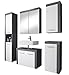 Produktbild trendteam Badezimmer 5-teilige Set Kombination Miami, 175 x 184 x 34 cm in Korpus Rauchsilber Dekor, Front Weiß mit viel Stauraum
