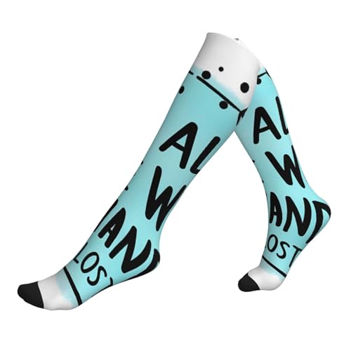 Nuzjahu Not All Who Wander Are Lost1 Print Compression Socks For Women Men 15-20 Mmhg Circulation Knee High Socks Best Support For Nurse Running Travel 1 Black