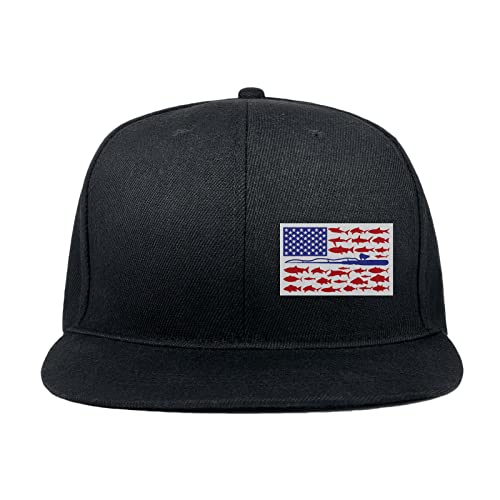 Negi American Flag Hat Snapback Hat For Men Women, Hip Hop Baseball Cap Snapback Extender Adjustable, Classic Fishing Hats For Men, Black Flat Bill Hats For Outdoor Fishing Gifts #TOP1