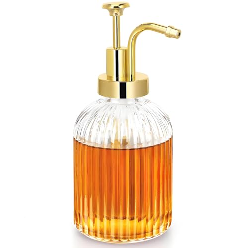 Kaffee Sirup Spender Glas Sirup Pumpspender mit Gold Pumpe Glas Sirupflasche Süßstoffspender aus Glas für Kaffeesirup Honig & Sirup Kaffee Zubehör für Kaffeebar & Zuhause 10 oz 300 ml