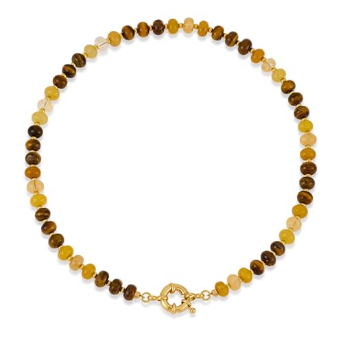 CLASSYZINT Amber Stone Bead Gemstone Necklace for Women Boho Bead