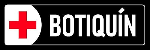 First aid kit, black and red informational sign SP042-1mm flexible Plastic sign (150mm x 50mm)