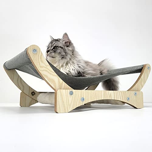 Heykitten 24In Cat Hammock Couch, Elevated Sleeping Bed With Anti-Tip Sturdy Stand, Large Raised Lounging Perch Chair For Indoor Kittens And Adult Cats (Grey Canvas) #TOP4
