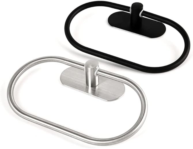 LSLYTQ Stainless Steel Oval Towel Holder, Wall Mounted Hand Towel Ring, Kitchen Storage Hanging Rack, Rustproof Hardware Pendant