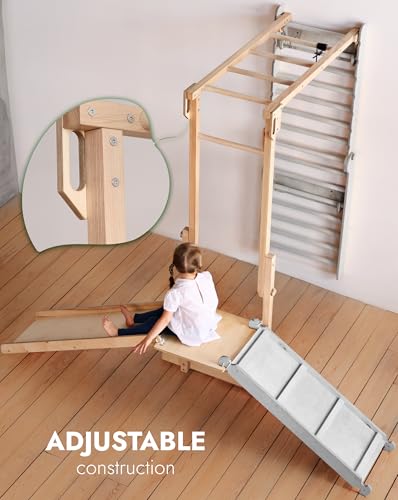 Image of Indoor Jungle Gym Add-On for Swedish Wall, Montessori Climbing Attachment (Swedish Wall Sold Separately)