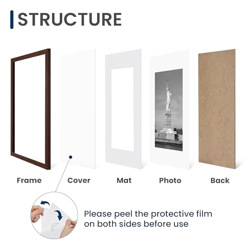 ENJOYBASICS 12x16 Picture Frame, Display Poster 9x12 with Mat or 12 x 16 Without, Wall Gallery Photo Frames, Brown, 2 Pack