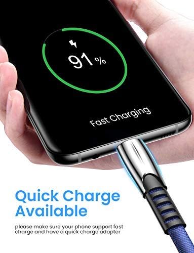AINOPE 2-Pack USB C Cable [Never Rupture] 3.1A Fast Charging, [6.6FT+6.6FT] Type-C Cable Charger Zinc Alloy Fabric Braided USB A to USB C Cord Compatible Galaxy S20 Note 9 S9 S8 Plus S10, V30,V20,G6
