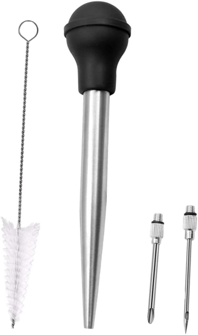 Turkey Seasoning Injector Cleaning Brush Silicone Marinade Syringe BBQ Sauce Injector for Meat Kitchen Cooking Tool 4-Piece Set
