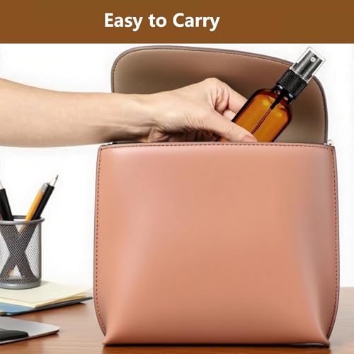 CafullCon 8 Stück Sprühflasche Glas, 100ml Braunglas Sprühflaschen zum Befüllen Tragbares, Nachfüllbar Zerstäuber mit Trichte, Tropferr und Etiketten für Wasser Alkohol Kosmetik Parfüm Aromatherapie