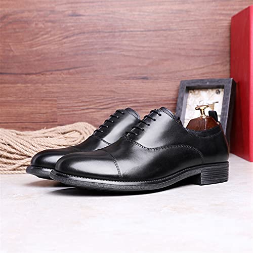 Zapatos de cuero bruñido negro tipo Oxford para hombre con elegante diseño cap toe de vestir 2