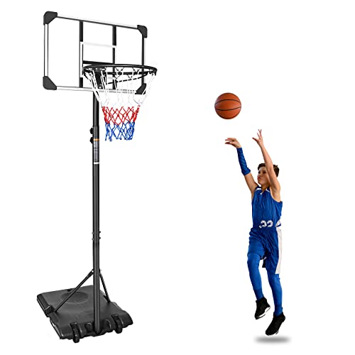 Portable Basketball Hoop with Adjustable Height and Wheels