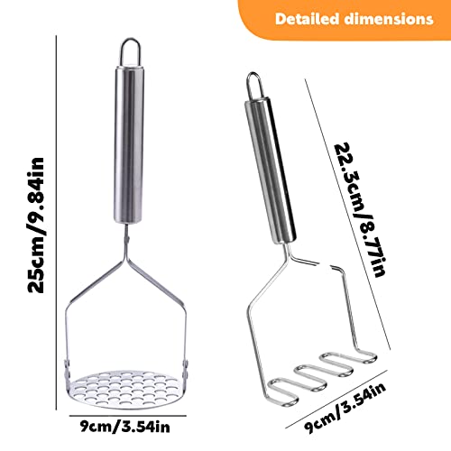 Foto von Amfrpar 2er Set Kartoffelstampfer Edelstahl Kartoffel Stampfer Küche Potato Masher Gemüsestampfer Kartoffelpresse Lebensmittelstampfer für Kartoffelbrei Gemüse und Früchte