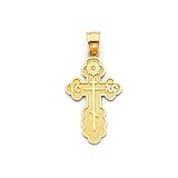 tgdj 14 K Gelb Gold St. Olga Griechisch-orthodoxe baptismal Kreuz Religiöse Anhänger