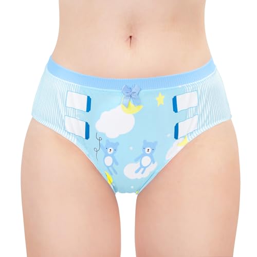 Littleforbig Women's Ladies Silky Soft Underwear Comfortable Hipster Briefs Babydoll Little Dreamers 'Oopsie' Potty Pants L Blue