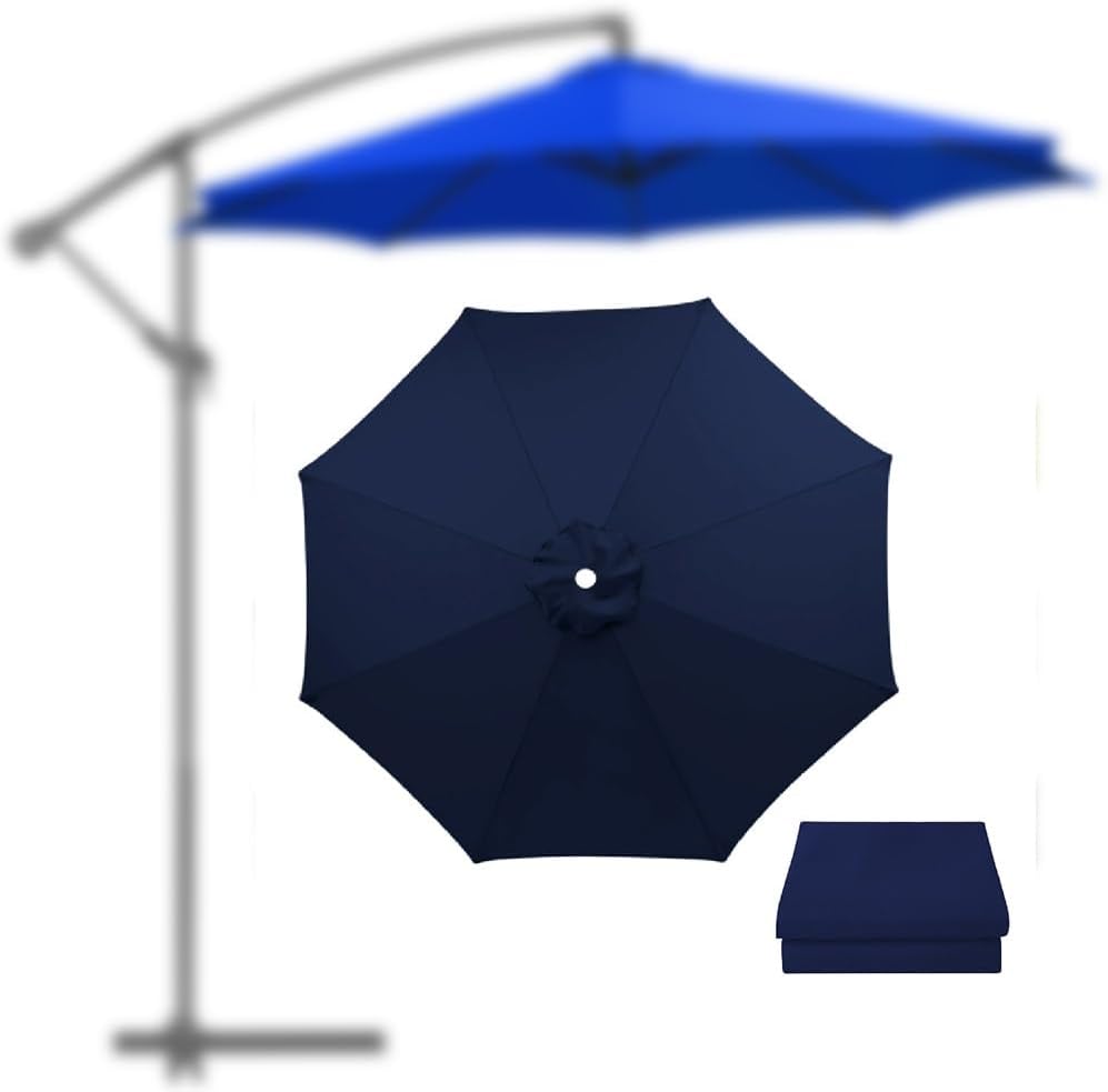 10Ft 11ft Patio Umbrella Cover Canopy Replacement Top Market Table Outdoor Deck Umbrella Canopy For 6/8 Ribs, Replacement Parasol Cloth For Backyard Garden Beach(Navy blue,3.5m/11.4ft(8ribs